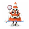 Traffic Cone Mascot Costume in Orange and White with Stop Sign