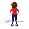 Woman Mascot Costume with Red Jacket and Glasses