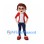 Woman Mascot Costume with Red Jacket and Glasses