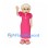 Grandmother Mascot Costume with Pink Dress and White Hair