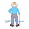 Grandfather Mascot Costume with Blue Shirt and Gray Pants