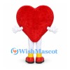 Heart Mascot Costume in Red with Yellow Heart Details