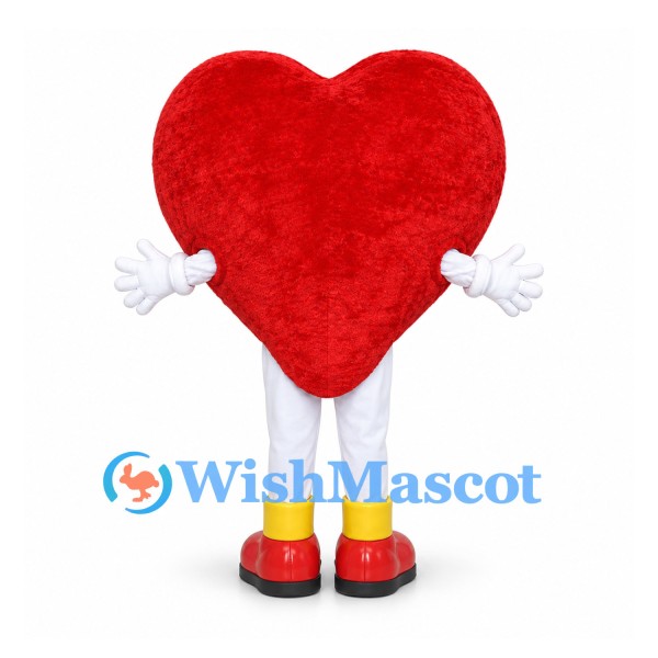 Heart Mascot Costume in Red with Yellow Heart Details