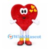 Heart Mascot Costume in Red with Yellow Heart Details