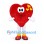 Heart Mascot Costume in Red with Yellow Heart Details