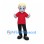 Elf Mascot Costume with Blond Hair and Red Shirt