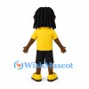Boy Mascot Costume with Yellow Polo Shirt and Black Shorts