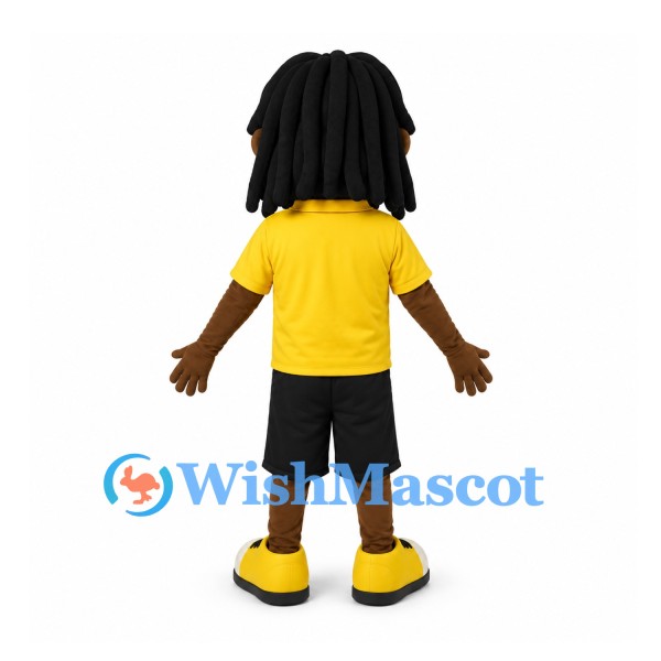 Boy Mascot Costume with Yellow Polo Shirt and Black Shorts