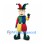Jester Mascot Costume with Multicolor Hat and Patchwork Outfit