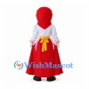 Folk Dancer Mascot Costume with Red Skirt and Yellow Apron