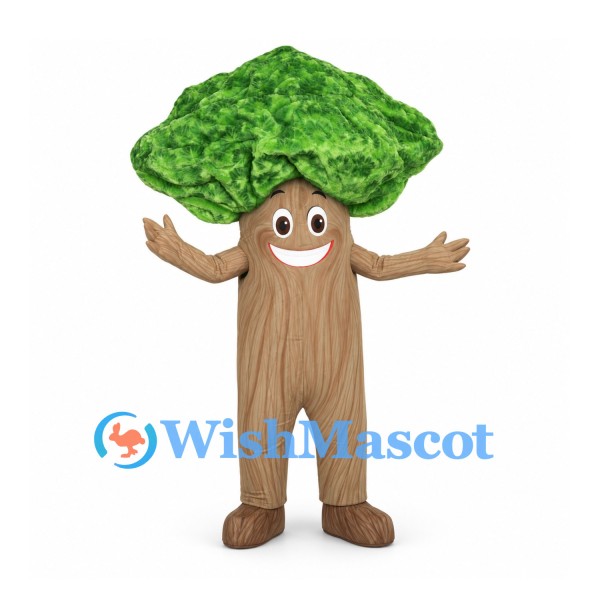 Tree Mascot Costume with Green Canopy and Brown Trunk