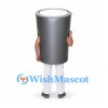 Trash Can Mascot Costume in Gray with Silver Rim