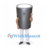 Trash Can Mascot Costume in Gray with Silver Rim