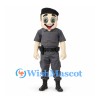 Security Guard Mascot Costume with Gray Uniform and Black Beret