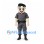 Security Guard Mascot Costume with Gray Uniform and Black Beret