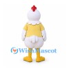 Chicken Mascot Costume in White with Yellow Shirt