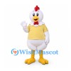 Chicken Mascot Costume in White with Yellow Shirt
