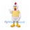 Chicken Mascot Costume in White with Yellow Shirt