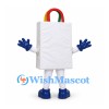 Shopping Bag Mascot Costume in White with Multicolor Handles