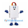 Shopping Bag Mascot Costume in White with Multicolor Handles