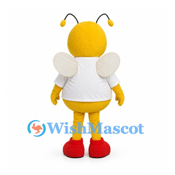 Bee Mascot Costume in Yellow with White Shirt and Red Shoes