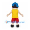 Boy Mascot Costume with Backward Blue Cap and Red Shorts