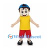 Boy Mascot Costume with Backward Blue Cap and Red Shorts