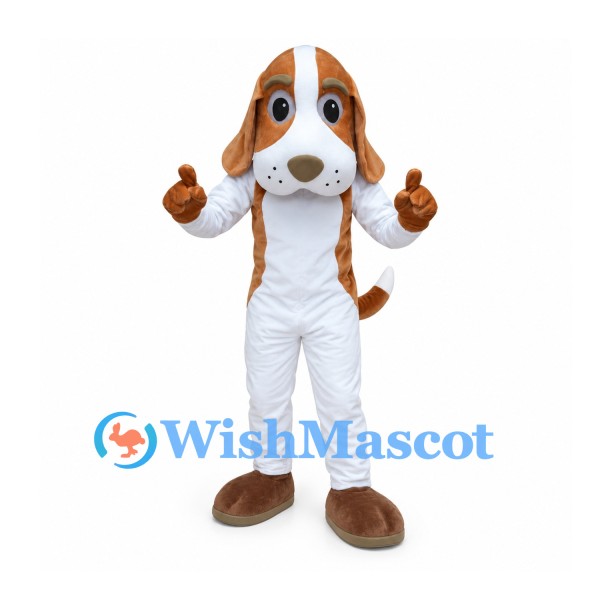 Beagle Mascot Costume in Brown and White with Floppy Ears