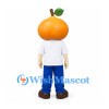 Orange Fruit Mascot Costume with White Shirt and Blue Pants