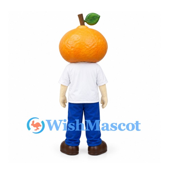 Orange Fruit Mascot Costume with White Shirt and Blue Pants