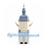 Church Tower Mascot Costume with Gray Spire and Cream Walls