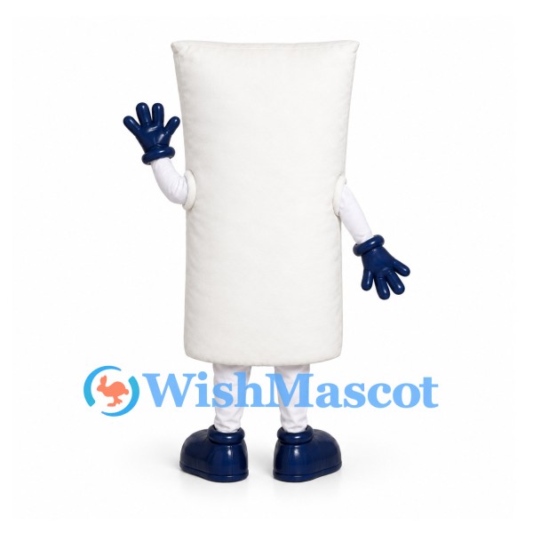 Paper Cup Mascot Costume in White with Blue Gloves