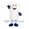 Paper Cup Mascot Costume in White with Blue Gloves