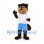 Beaver Mascot Costume in Brown with White Shirt and Blue Shorts