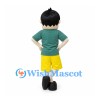 Boy Mascot Costume with Green Shirt and Yellow Shorts