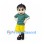 Boy Mascot Costume with Green Shirt and Yellow Shorts