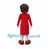 Woman Mascot Costume with Red Skirt Suit and Brown Hair