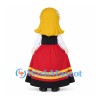 Folk Dancer Mascot Costume with Red Skirt and Blond Hair