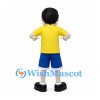 Boy Mascot Costume with Yellow Shirt and Blue Shorts