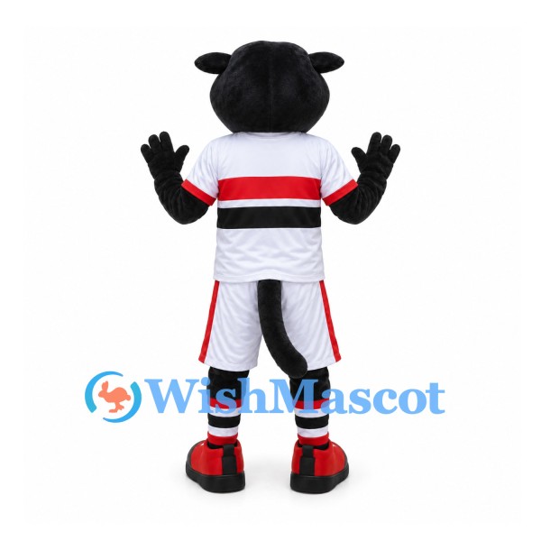 Black Panther Mascot Costume with White Sports Uniform