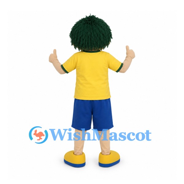 Boy Mascot Costume with Green Hair and Yellow Shirt