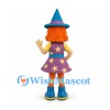 Witch Mascot Costume with Blue Hat and Purple Star Dress