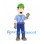 Construction Worker Mascot Costume with Green Hard Hat