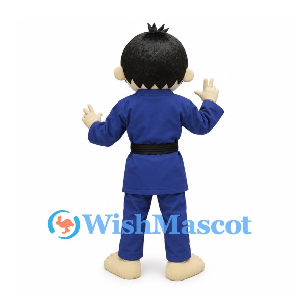Martial Arts Boy Mascot Costume with Blue Uniform