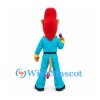 Lion Mascot Costume with Red Pompadour and Turquoise Suit