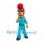 Lion Mascot Costume with Red Pompadour and Turquoise Suit