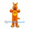 Dog Mascot Costume in Orange with Heart Belly Detail