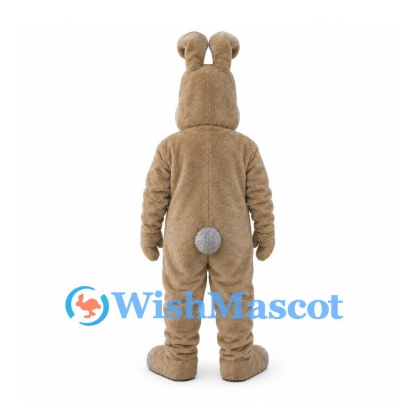 Rabbit Mascot Costume in Brown with Gray Belly