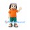 Boy Mascot Costume with Orange Shirt and Green Shorts