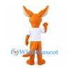 Kangaroo Mascot Costume in Orange with White Shirt